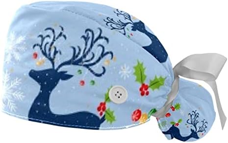 Božićni uzorak podesiva radna kapa s držačem repa 2 paketi za piling kapice buffant šešir za muškarce i žene, jedne veličine