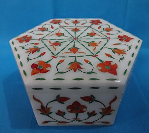 Zapanjujuća kutija za nakit kvadratnog oblika s umetkom od bijelog mramora, kutija za sitnice od 5 95 inča