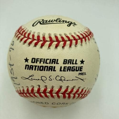 Najfiniji Hank Aaron potpisao je jako upisani stat bejzbol JSA CoA - Autografirani bejzbols