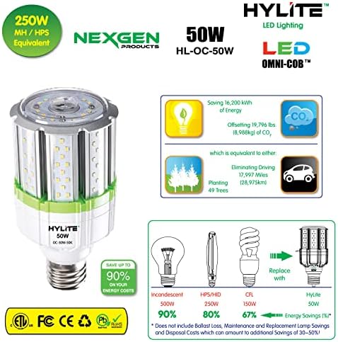 LED Rasvjeta od 50 vata visoka učinkovitost LED svjetiljka od 360 V, 50 K, 6700lm, 100 ~ 277v za komercijalnu rasvjetu skladišta, garaže,