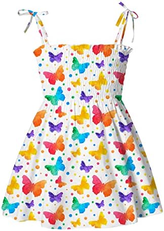 FedPop mališani djevojka ljetna haljina traka suncokret haljine bez leptira za leptir dino jagoda Sundress u dobi od 2-7 godina