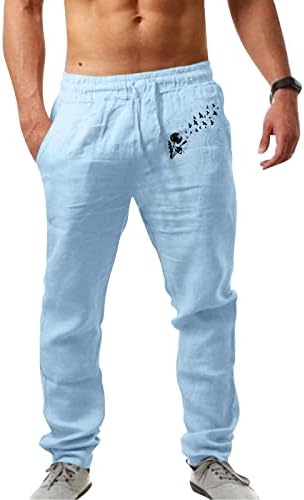 Muškarci x temp performanse muški modni povremeni tiskani laneni džep čipke up hlače velike veličine hlače