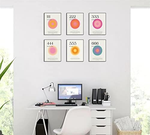 Aura anđeoski broj plakata, inspirativni citati plakati set od 6 platna gradijentni zidni umjetni otisci estetski minimalistički dekor