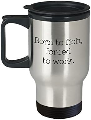 Rođen za ribu prisiljen raditi kriglu za ribara | Putnička šalica za tatu | Dan očeva kava poklon za tatu