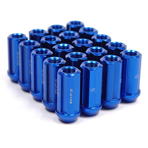 50 mm Kovani Aluminij, anodizirana plava, 1251, 25 Duge otvorene matice prikladne su za većinu automobila