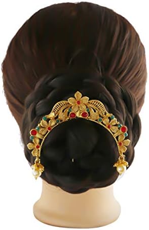 Zeleno-crvena boja Predivna tradicionalna klip za kosu Ambada za žene od strane indijskih kolekcionara