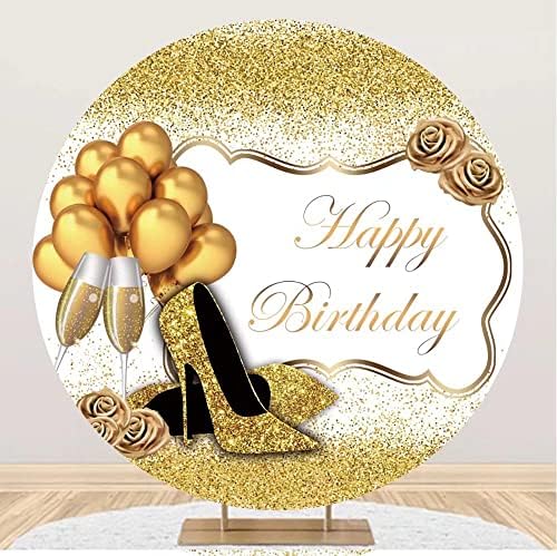 Dashan Pozadina Sretan rođendan za žene zlatni ukrasi za rođendanske zabave okrugla pozadina štikle čaša šampanjca ženska pozadina