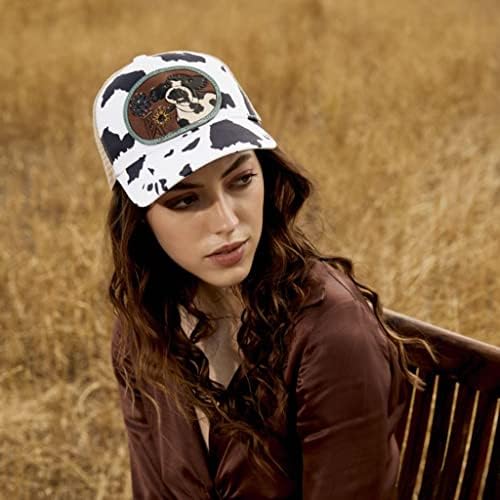 Ženska bejzbolska kapa od kravlje kože zapadnog stila-mrežasti šešir s uzorkom kravlje kože