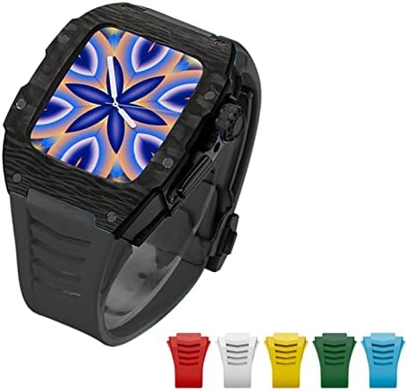 Aemall Advanced Carbon Fiber Luksuzni dijamantski slučaj+6PCS Band Titanium Legura Kit za Apple Watch 7 45 mm za IWatch Series 6 5