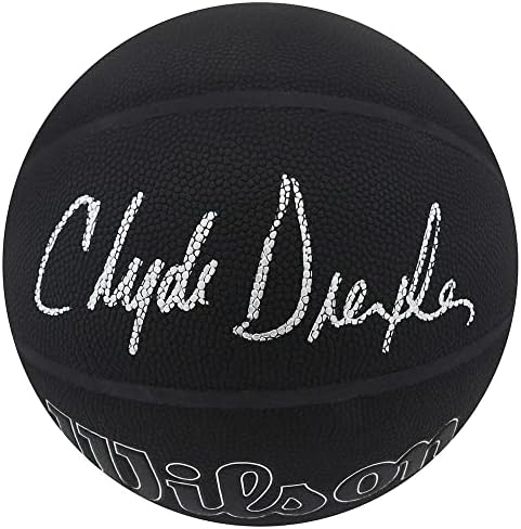 Clyde Drexler potpisao je Wilson I/O Black 75. godišnjica logotipa NBA košarka - Autografirane košarke