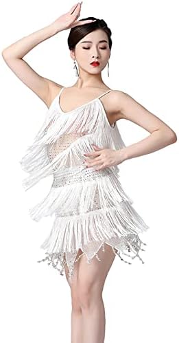 Leemiman Women Squins Fringe TASSEL FLAPPER haljina seksi latino plesna haljina salsa salsa rumba plesni kostimi