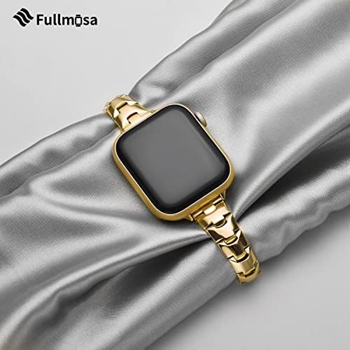 FullMosa kompatibilna s nehrđajućim čeličnim pojasom Apple Watch 44 mm/45 mm/42 mm crna s kućištem i kompatibilnim vitkim metalnim