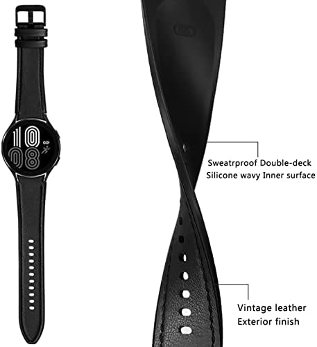 Abanen Watch Band za Samsung Galaxy Watch 4 Classic 42 mm/46 mm, Galaxy Watch 5 40 mm/44 mm, mekani kožni hibridni hibridni silikonski