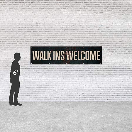 CGSIGNLAB | Walk ins dobrodošli -Ghost stare hrđa teški vanjski vinilni transparent | 8'x2 '