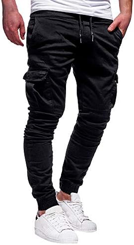 Crne teretne hlače muškarci Slim Fit Sport Sport Men's Loose Casual Sweatpants hlača u boji u boji muške hlače-
