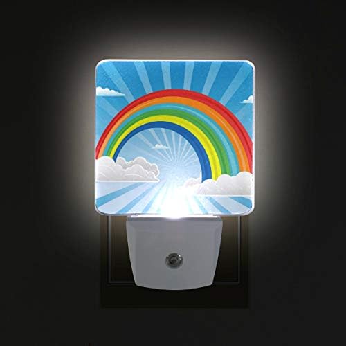 2 kom. plug-in LED noćno svjetlo s duginim noćnim svjetlima sa senzorom bijelog svjetla od sumraka do zore Savršeno za kupaonicu, kuhinju