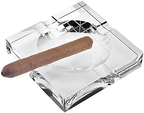 Homeroots 6000375763 7 Ručno izrađena kvadratna kristalna ladica za pepeo za cigare, bistra