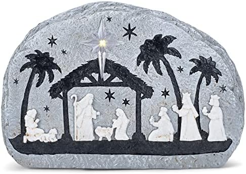 Ganz je vodio svetu obitelj sivu, crnu i bijelu 8 -inčnu polirezinu kamen božićne figurice