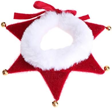 Amosfun božićni ogrlica za kućne ljubimce podesivi ogrlica za pse s ukrasima jingle zvona božićni dodaci za elf kostimi
