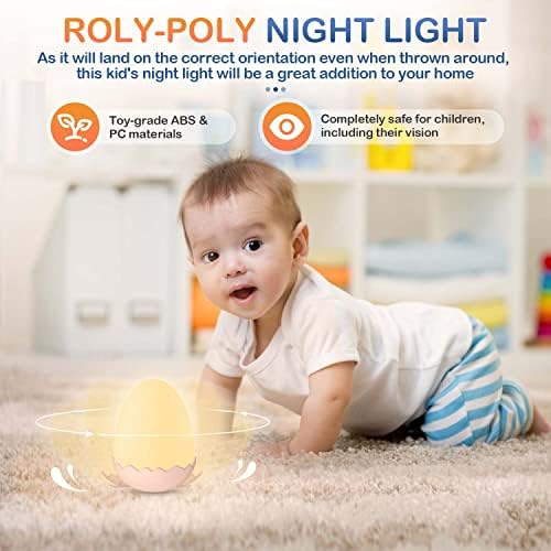 JSKNB dječje noćno svjetlo, noćno svjetlo jaja s jajašcama s kontrolom dodira i 8 mijenja se boja, prijenosna zamračena mala dječja