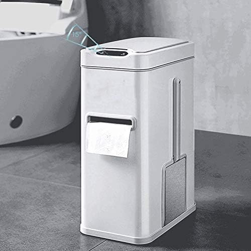 Yfqhdd kućanstvo pametno indukcijsko smeće s poklopcem 7L kupaonice za smeće s toaletnim četkom i kutijom za tkivo od nehrđajućeg čelika