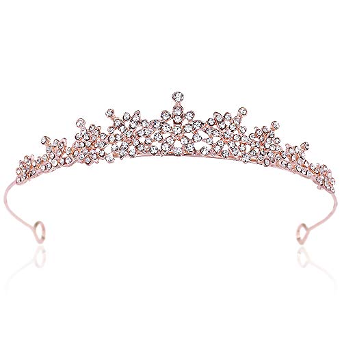 Tijare i krune ukrašene rhinestonesom traka za glavu za žene za rođendan, maturu za vjenčanje, krunu princeze, ružičasto zlato