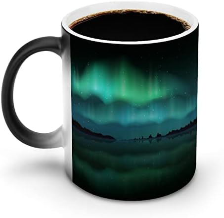 Sjeverna svjetla aurora borealis u boji Promjena krigle za kavu Kontrola Kontrola promjene boje Kramičkog pića