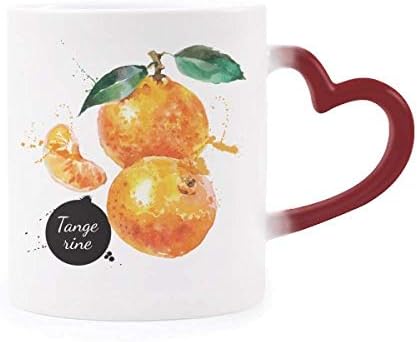 Tangerine voće Ukusno zdrava akvarel toplina osjetljiva šalica crvene boje za promjenu boje kamena šalica