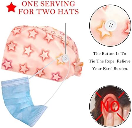 2 paketi slatka zvijezda Poinsettia Radni šešir podesivi kapica za piling s gumbima i znojnim trakama za medicinsku sestru i liječnika