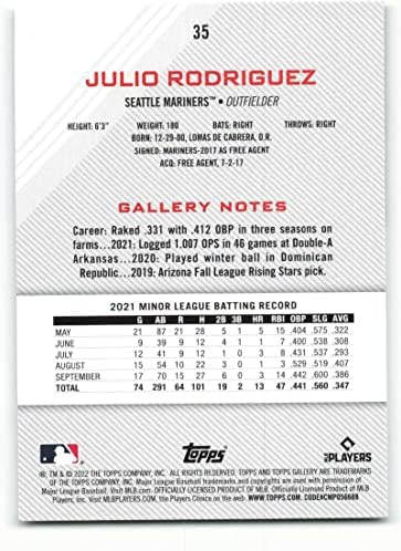 2022 Topps galerija 35 Julio Rodriguez Seattle Mariners MLB bejzbol kartica NM-MT