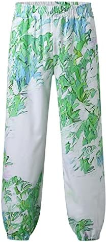 Miashui nožni prskanje muške hlače casual svestrano sve print labave plus hlače modne plaže džepne hlače 6 pjena