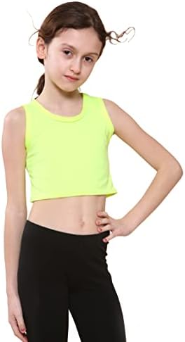 Dječje djevojke Neon Fluorescentni prsluk Crop Tops Majica TEE TOP Dance Wear Gimnastička fantastična haljina u dobi od 5-14 godina