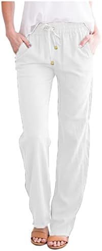 Pamučni čvrsti struk za crtanje žene i duge ležerne hlače ravne elastične hlače gamaša djevojke ženske hlače udobne