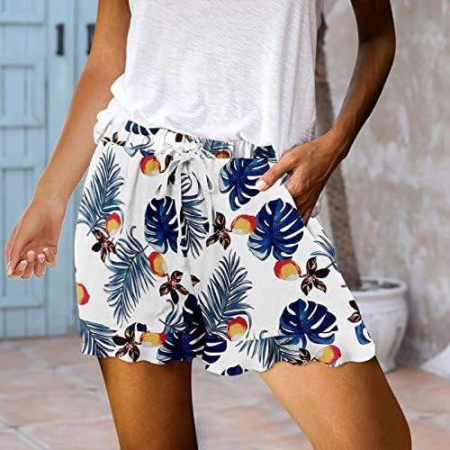 Ženske ležerne pamučne kratke hlače udobne široke noge široke noge boho kratke hlače cvjetni tisak protočne plaže s džepovima