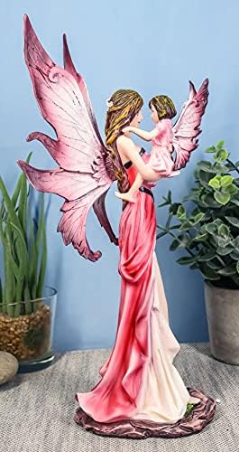 Ebros volim te pastel magenta ružičasta vila majka koja nosi dijete kćer kip faip vrt fantasy kolekcionar figurica kao naglasak dekor