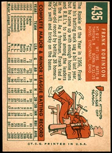 1959. Topps 435 Frank Robinson Cincinnati Reds Dean's Cards 5 - Ex Reds