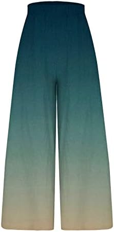 Ženske plus pamučne i latne hlače labave hlače s širokim nogama vezanje za tiskanje vrećice palazzo hlače u trendovski dnevni boravak