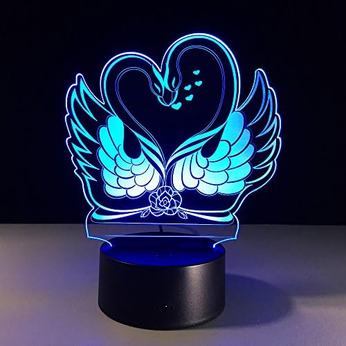 FXUSLGT 3D Animal Swan Night Light 16 Promjena boje LED stol daljinskog upravljača stola lampica akrilna ravna abs baza usb kućna ukras