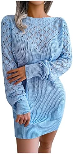 Haljine za džemper nokmopo za žene 2023 jesen i zimska ležerna haljina okrugli vrat visoki struk vrećica kuka