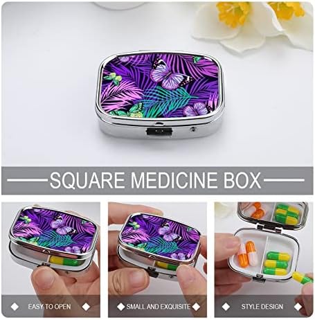 Metalna kutija za tablete ljubičasta leptir kutija za pohranu tableta vitaminski mali organizatori tableta za putovanja u džepu novčanika