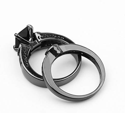 Crni dijamantni prsten Ljubavni vjenčani prsten vjenčani prsten s kvadratnim crnim kamenom vjenčani prsten