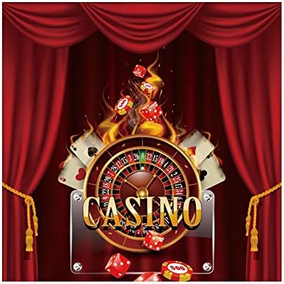 Pozadina za rođendansku zabavu u casino stilu od 10 do 10 do crvene zavjese kockice teksaški poker kartaška čip pozadina za fotografiranje