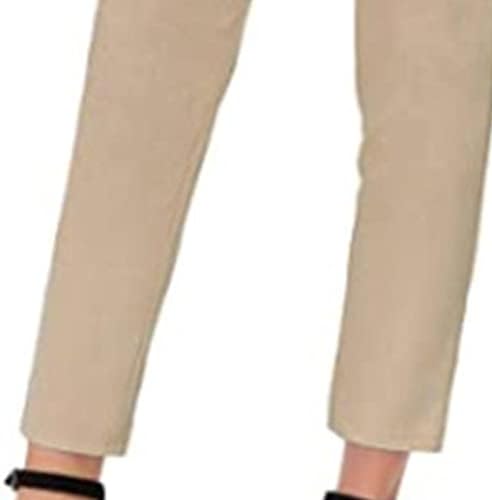 Ženske hlače od papirnate vrećice s visokim strukom, jednobojne olovke s pojasom, Ležerne duge hlače s džepom