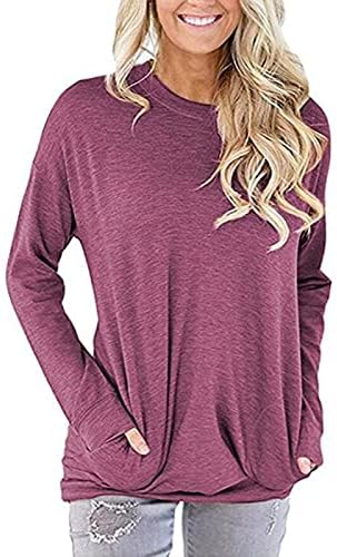 Plus veličine vrhovi za žensku košulju duksericu casual obične dugih rukava labavi majica za pulover s džepovima s džepovima