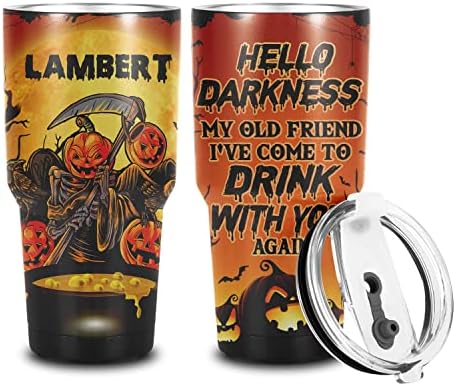 Urvog Custom Hello Darkness moj stari prijatelj Došao sam piti s tobom smiješna čaša Halloween izolirana šalica s poklopcem i slamom,