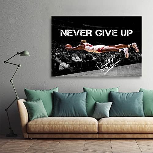 Dennis Rodman Fly Chicago Bulls Poster Motivacijski zidni dekor, Nikad ne odustajte od tiskanog platna Art 12x16inch-UNFRMAED