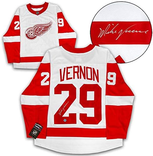 Mike Vernon Detroit Crvena krila potpisala je dres bijelih fanatika - Autografirani NHL dresovi