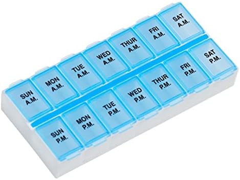 EZY doza Tjedni organizator AM/PM tableta, futrola za vitamine i kutija za lijekove, srednji odjeljci, 2 puta dnevno, prirodno