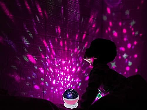 Proizvodi za bebe, dječje noćno svjetlo, noćno svjetlo za dječju sobu, rotirajući projektor za 360 stupnjeva, 4 LED svjetla, 6 načina
