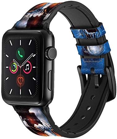 CA0169 Vampire Skull Koža i silikonski remen Smart Watch traka za Apple Watch IWatch Size 42 mm/44 mm/45 mm